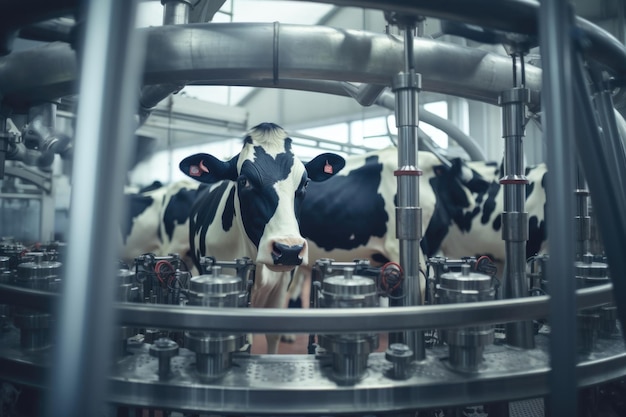 Automated cow milking on specialized dairy farm