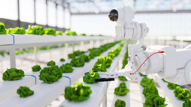 Automated hydroponic farm run by robotic arms