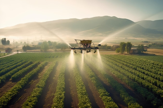 Automated irrigation system watering crops created with generative ai