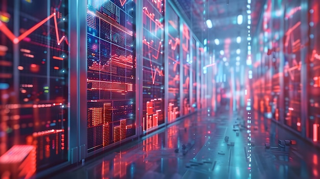 Automated Storage System and Efficiency Performance Chart in Double Exposure with Copy Space A Conc