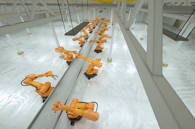 Automatic assembly line in a factory