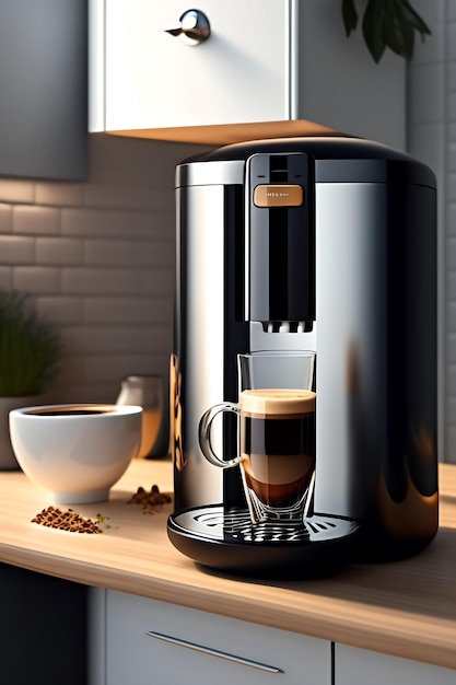Automatic coffee machine in kitchen