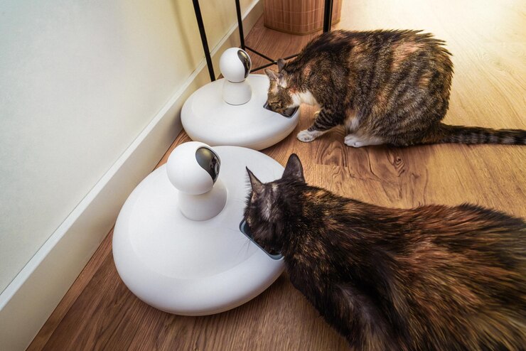 Photo automatic dry food feeders with webcam domestic cats smart home devices pets remote care