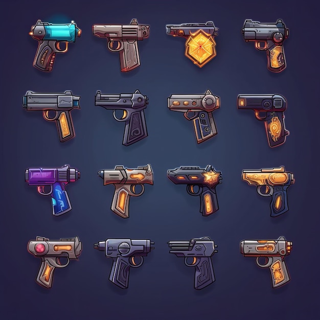 automatic pistol weapon game ai generated crime police trigger fire security automatic pistol weapon game illustration