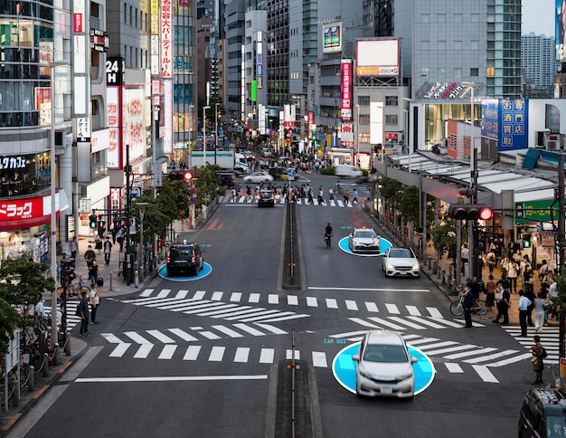 Foto software di riconoscimento automatico che analizza gli elementi della città