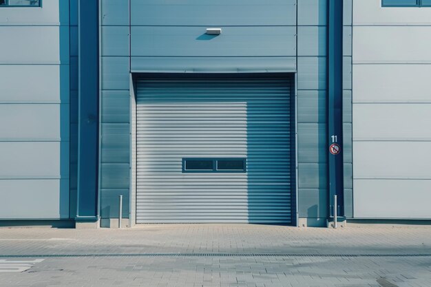 Автоматические роликовые двери и бетонный пол снаружи с белыми жалюзи и воротами в гараже