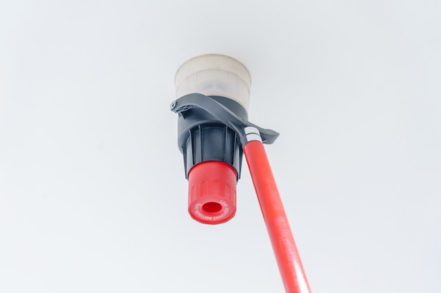 Automatic smoke detector fire alarm head on the ceiling. 