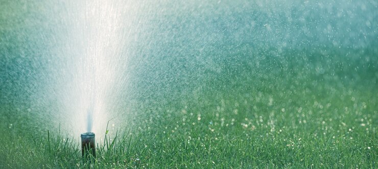 Photo 自動給水システムは芝生を灌漑します