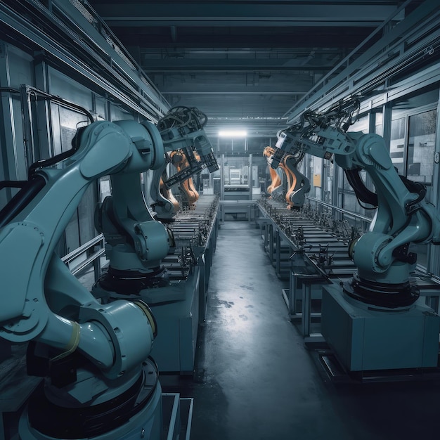 Automation robots in factory generative ai