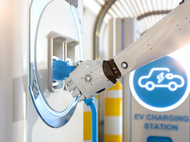 Automatisch elektrisch oplaadstation met EV-oplader met robothouder