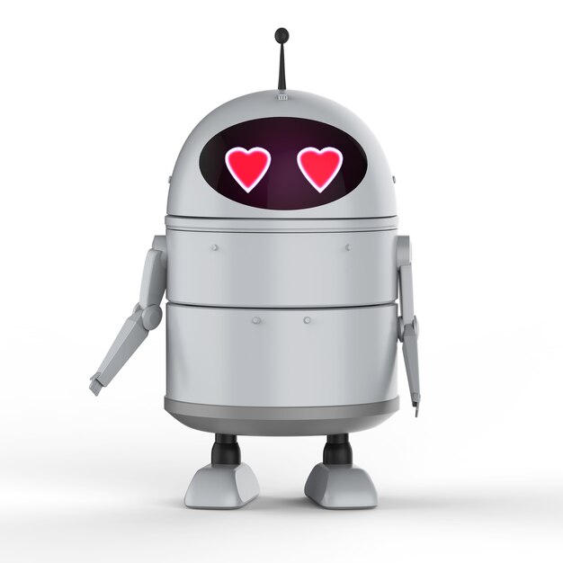 Automatisering matchmaker concept met 3D-rendering Android robot of kunstmatige intelligentie robot met stripfiguur verliefd