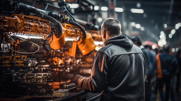 Automatiseringsbesturing fabrieksinstallatie PLC met robotarmen en machines