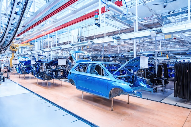 Automobiel lichaam bij autofabriek