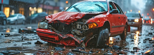 An automobile collision on a city roadway involving two vehiclesxA