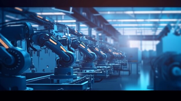 Automobile factory cars are made on the assembly line Generative AI