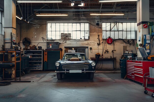 Foto l'automobile è in un laboratorio di riparazione generativa ai