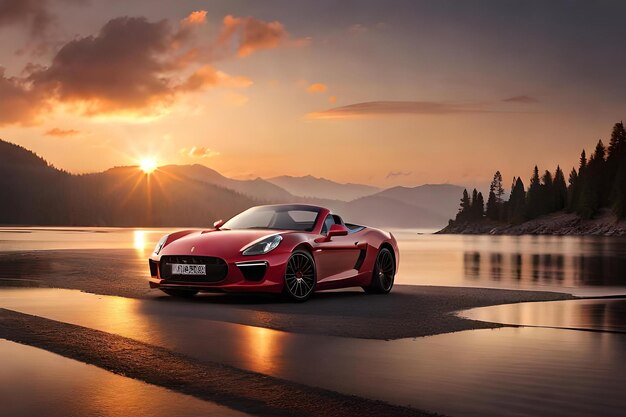 Automobile model on the beach