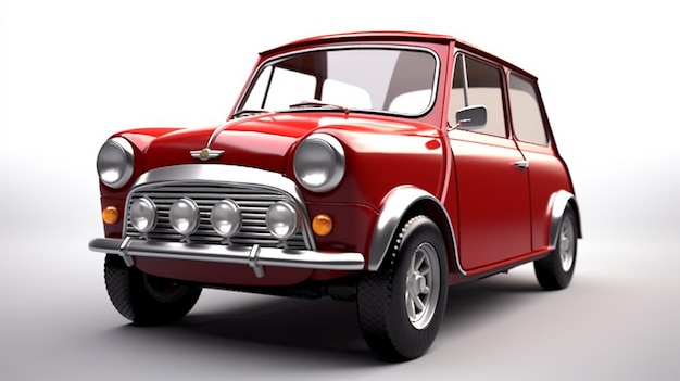 automobile model is a classic car with a red roof.