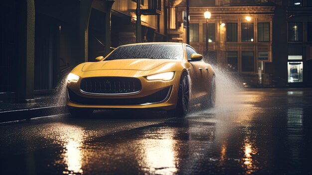 Photo automobile model in the rain