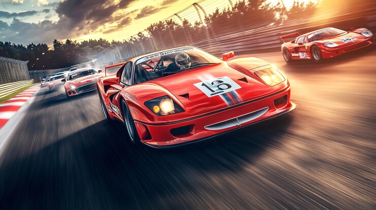 Photo automobile racing in sports competition