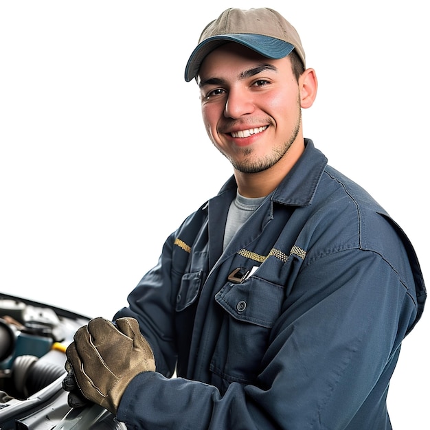 Photo automotive technician in white background v 6 job id ced3857bff7645f7b4177ec2dcbd269f