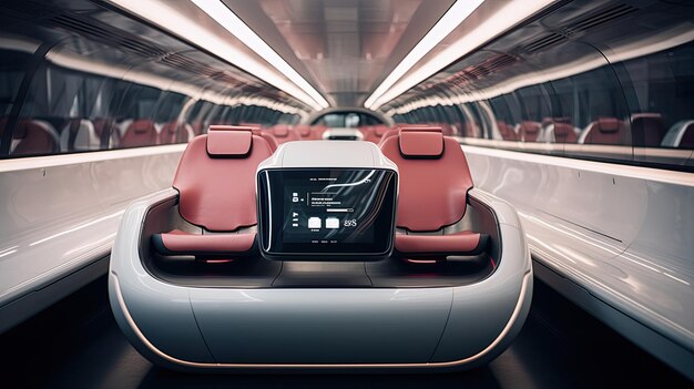 Autonome capsule interieur Futuristische zitplaatsen UltraHighSpeed Travel Sleek ontwerp