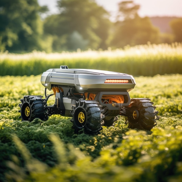 Autonome landbouwtrekker in een veld