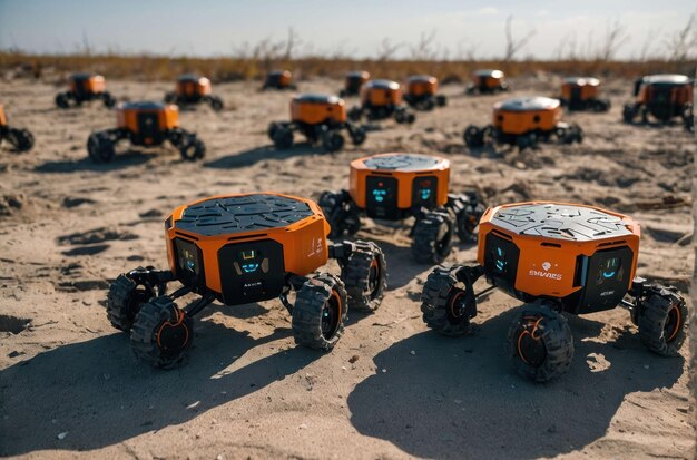 Foto autonome robots die ruw terrein verkennen