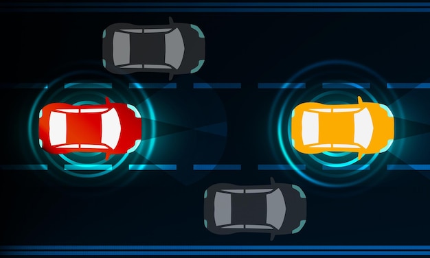 Foto concetto di auto autonoma per sistemi di assistenza alla guida