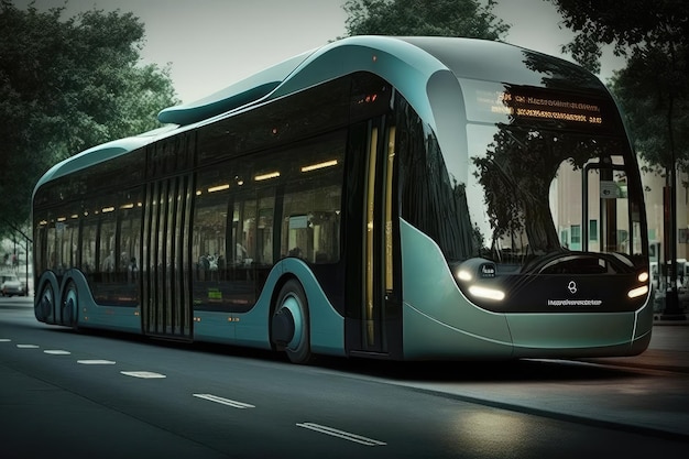 Autonomous city bus making regular stops along designated route