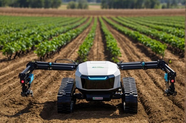 Foto robot agricolo autonomo sul campo