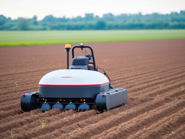 Autonomous farming robot tending to crops in a field