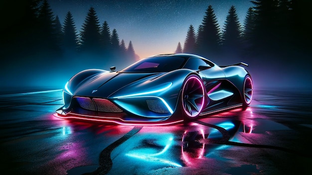 Autonomous Futuristic Car Nature Backdrop Drive