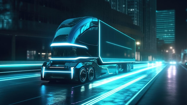 Autonomous futuristic truck AI Generated Image