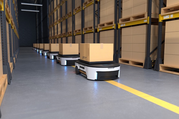 Photo autonomous robot transportation in warehouses