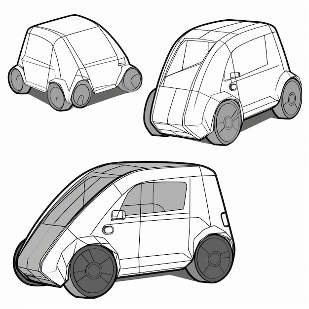 Photo autonomous self driving electric car change the lane and overtakes city