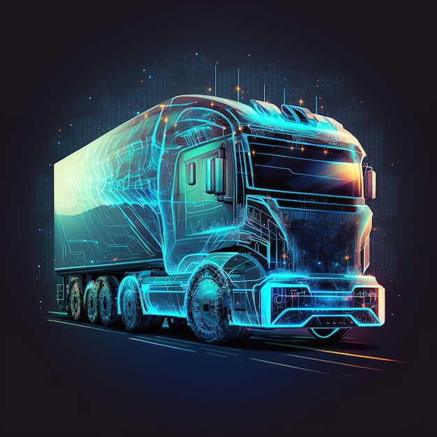 Autonomous smart truck Unmanned vehicles artificial intelligence controls the Autonomous truck