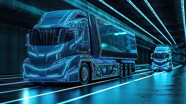 Autonomous UV self driving truck future logistics technology concept Generative AI