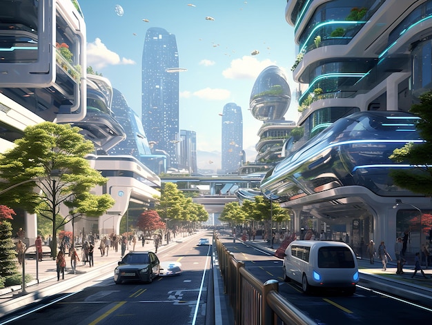 Autonomous Vehicles in Smart City AI Generated