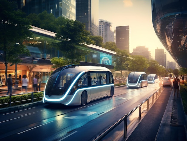 Автономные транспортные средства в умном городе, созданные искусственным интеллектом