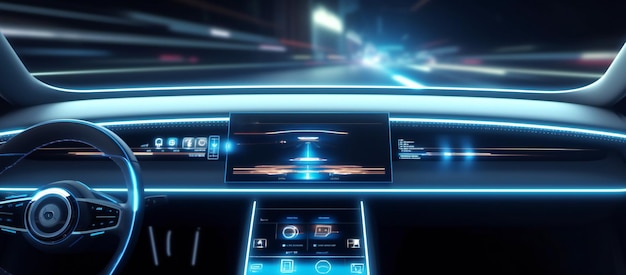 Autonoom futuristisch autodashboardconcept met HUD