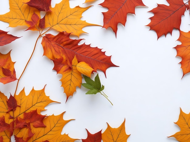 autum leaf on white background