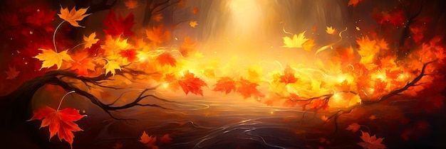 Autumn abstract panoramic banner 94