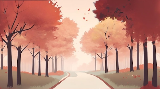 秋の路地 静かな木