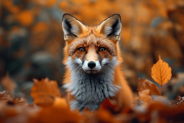 Autumn allure Beautiful red fox in an autumn forest scene