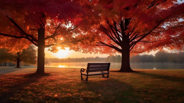 Premium AI Image  Autumn Allure Multicolored Leaves and Trees Showcasing Nature's Vibrant 