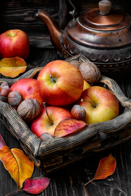 Autumn apples and nuts