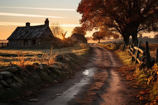 Autumn awakening sunrise serenity in countryside beautiful sunrise image