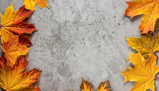 Autumn background autumn leaves on a concrete background