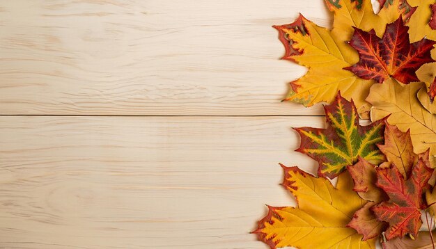 Autumn background autumn leaves on a wooden background